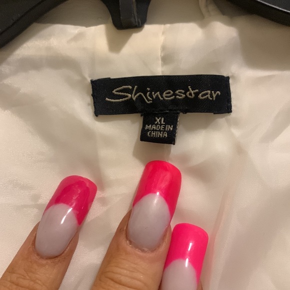 Biker faux leather jacket cream white color - Picture 3 of 4